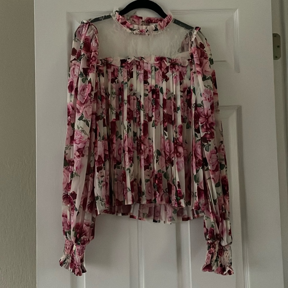 Aura Blouse (Red/Pink Floral Design)